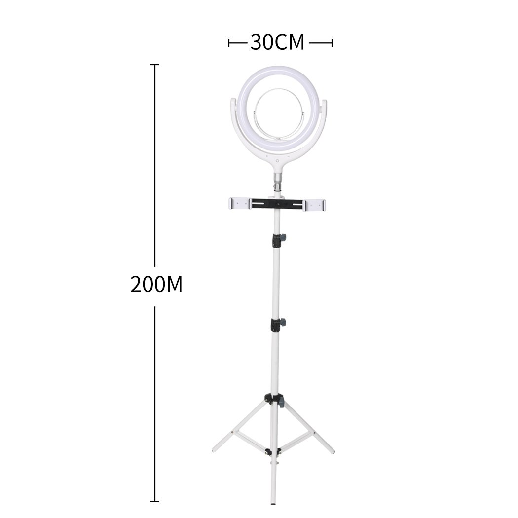 LED Ring Light with Tripod Stand and Phone Holder, showcasing adjustable brightness and color tones for perfect lighting.